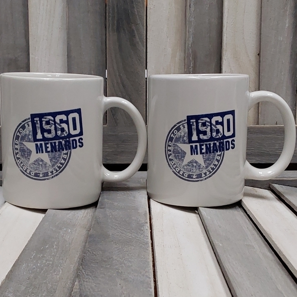Set of 2 Menards 1960 Coffee Mugs